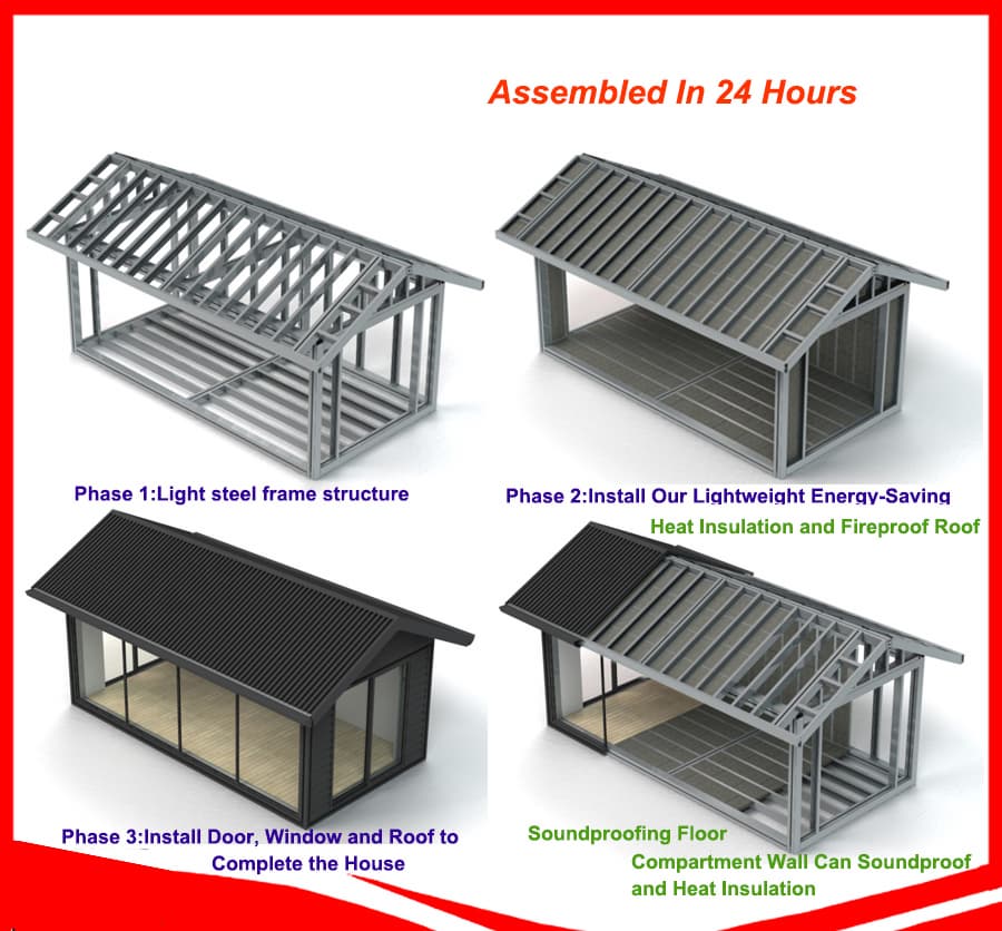 Quick Assembly Green Building Fireproof Soundproof Houses